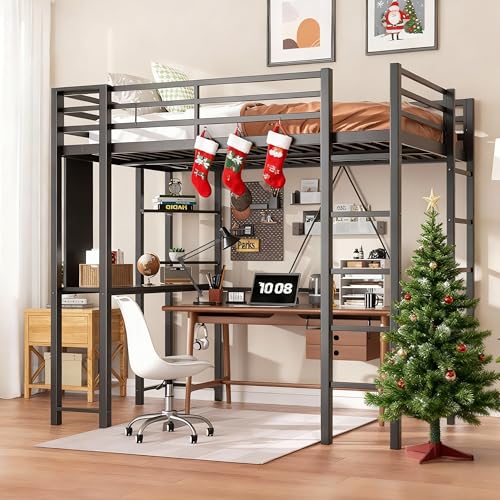 Opiniones de Litera Matrimonial E Individual Coppel - los más vendidos. 45 Shintenchi Cama del Altillo de Tamaño Matrimonial con Escritorio y Estantes de Almacenamiento, Estructura con 2 Escaleras Laterales para Niños, Adolescentes y Adultos, Diseño...