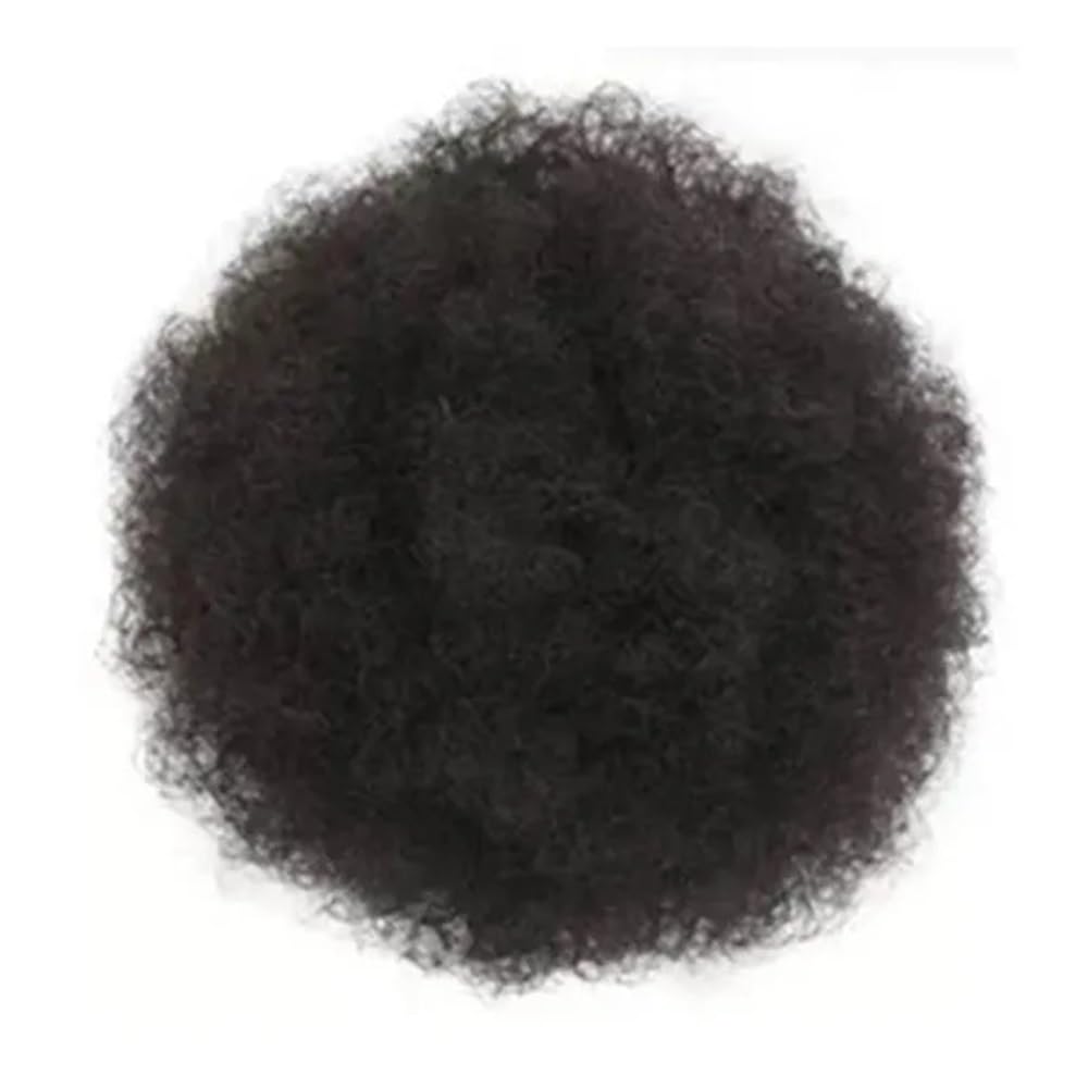 QRSTUVXZY Black Women Short Kinky Curly Synthetic Afros Puff Drawstring Ponytail Extension for Afro Bun Extension Hairpieces(Black Brown)