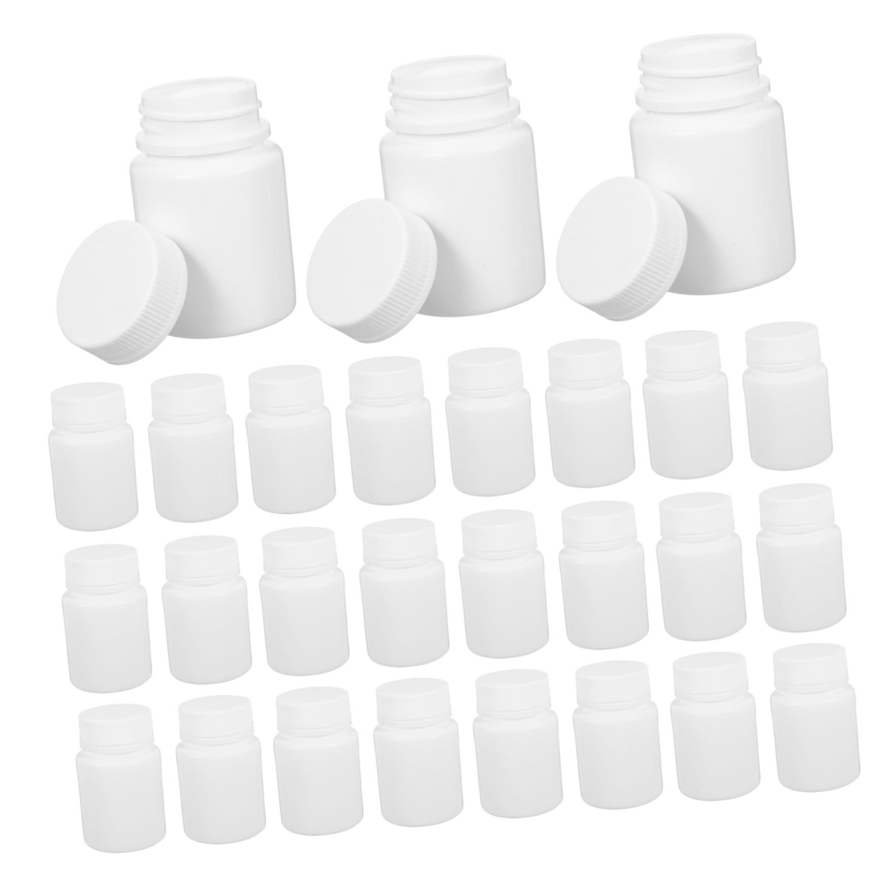 Frasco Farmacéutico Redondo PE 50ml Tapa de Rosca, 100 unidades | Boca Ancha, Hermético, Resistente a Roturas, para Cápsulas, Medicamentos y Suplementos Diarios