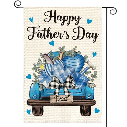 AVOIN colorlife Love Hearts Truck Happy Fathers Day Garden Flag 12x18 Inch