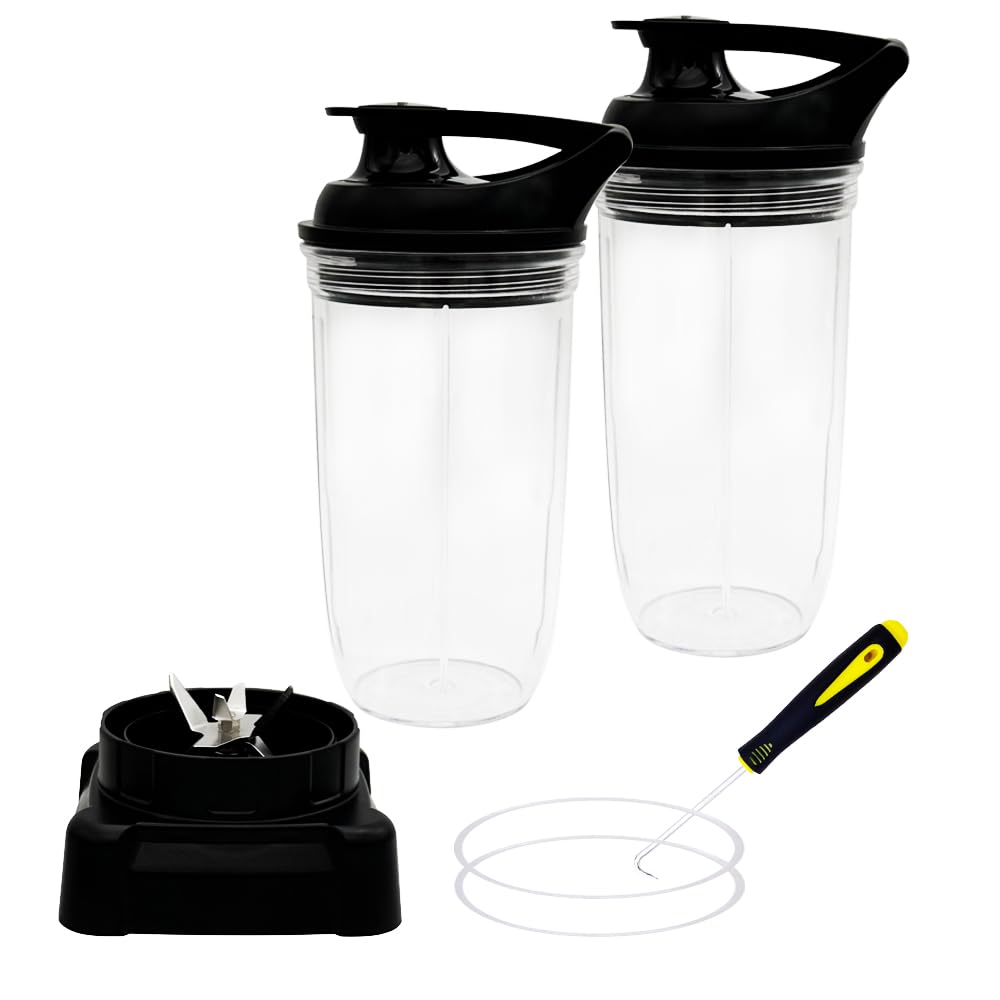 Upgrade Replacement Square Pro Blender Blade with 24oz cup and To-go-lid, compatible with Nutri Ninja Blender BL663 BL663CO 30 / BL660WM 30/ BL740 30/BL740C/BL740A