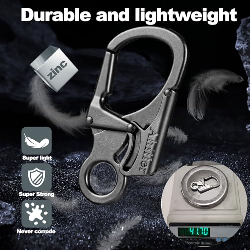 Image of Ahiller Double Locking Carabiner Clip - Zinc Alloy Mens Keychain for Keys | Unisex,Dual Press Double Lock, Anti Misopening,Heavy Duty,Suitable for Car Keys,Belt,Backpack,Hiking,Riding,Outdoor Camping