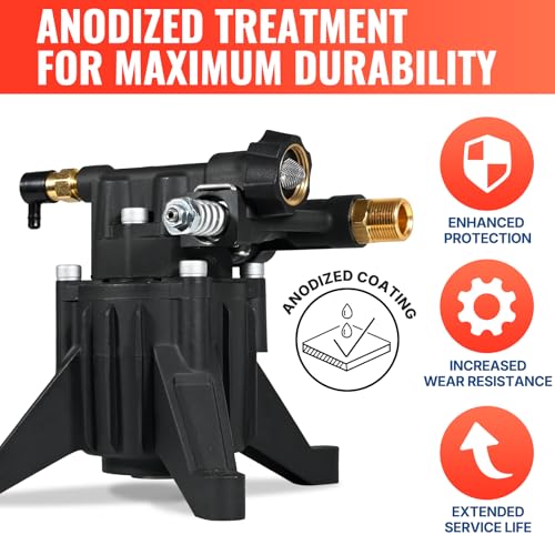 YAMATIC Vertical Pressure Washer Pump Max 3400 PSI 2.5 GPM, 7/8" Shaft Replacement Pump for Power Washer, Compatible with Simpson, Honda, Ryobi, Craftsman, GCV190 Rear Inlet/Outlet thumbnail 3