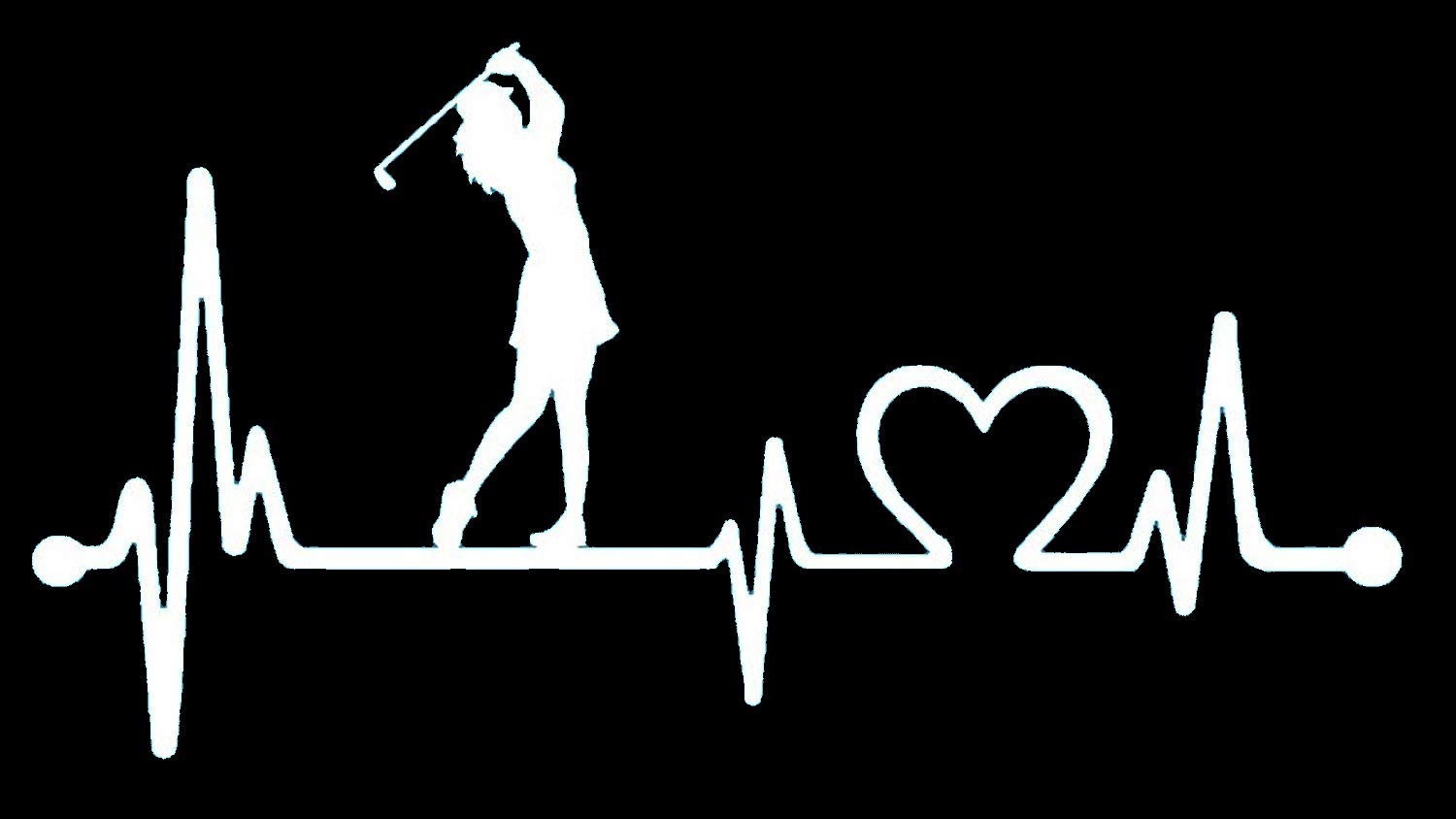 Bluegrass Decals K1080 Lady Golfer Ladies Golf Heartbeat Lifeline Decal Sticker