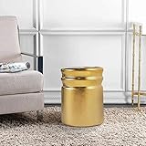 MOTINI Heavy Duty Yellow Ceramic Garden Stool for Indoor Outdoor Decorative Accent Side Table Castle Garden Collection, 17' H Plated Gold