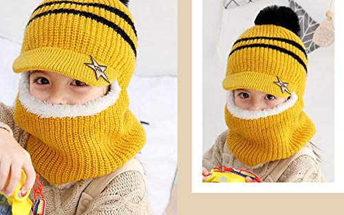 Kids Boys Girls Winter Hat Scarf Set Warm Knitted Hood Scarf Beanie Hat Wine Red4