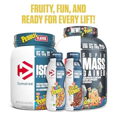 Dymatize Super Mass Gainer Protein Powder, 1290 Calories & 52g Protein, Mixes Easily, Tastes Delicious, Fruity Pebbles, 6 Pound (8 Servings)