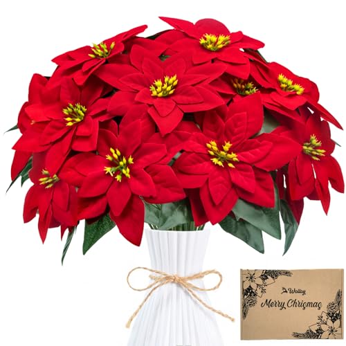 Woltoy 2 Stück Weihnachtsstern Künstlich, Insgesamt 24...