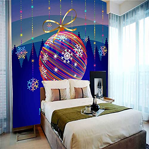Décor à la Maison Mural Papier Peint Bleu 3D Noël Pour Chambre Moderne - 4