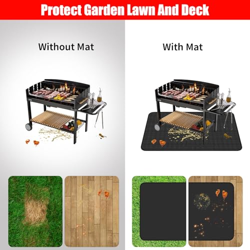 Feuerfeste Unterlage, 180x100cm Faltbare Grillmatte Hitzeschutzmatte, Bodenschutz Grillunterlage, 3 Schicht Feuerschutzmatte für BBQ Grills, Boden, Kamin, Rasen und Camping