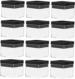 12 قطعة من صناديق عرض الجوائز صناديق تخزين مزخرفة مع أغطية عرض الأحذية ودواليب عرض للمقتنيات من فوميز حافظة شفافة لتنظيم المجوهرات من البلاستيك