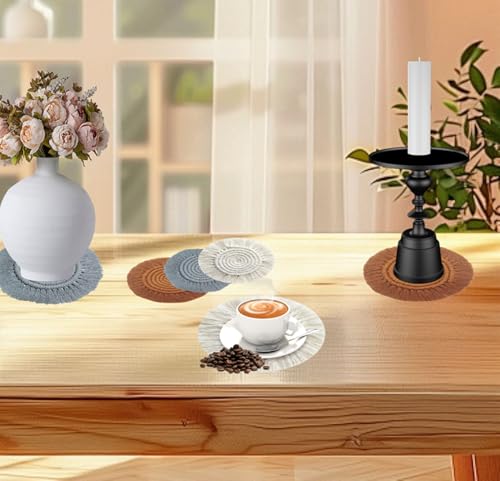 Macrame-Coasters-Absorbent-Boho-Drink-Coasters-for-Wooden-Table-Farmhouse-Set-of-2-for-Home-Office-and-Bar-Housewarming-Gift Macrame Coasters Absorbent Boho Drink Coasters for Wooden Table Farmhouse Set of 2 for Home Office and Bar Housewarming Gift