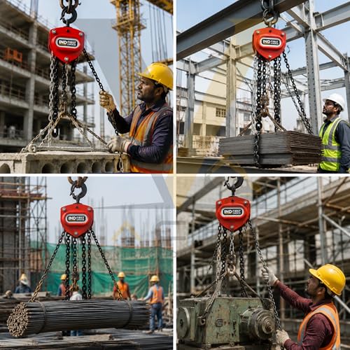 Image of VM 3 Ton 3 Meter Chain Pulley Block Heavy Duty Manual Chain Hoist for Construction, Warehouse, Industrial Material Lifting