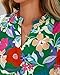 BTFBM Summer Blouses for Women Dressy Casual 2026 Fashion Spring Tops Floral Boho V Neck Puff Short Sleeve Top Shirts(Floral Green Multi, Large)