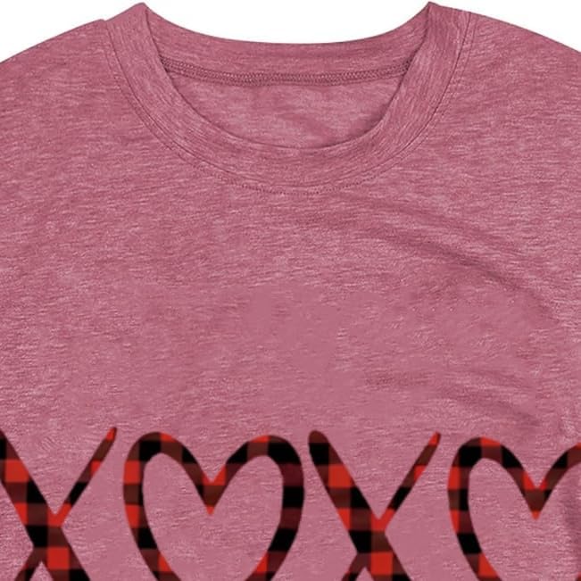 Valentines Shirts Women Love Heart Graphic Print Short Sleeve Tee Tops - Image 5