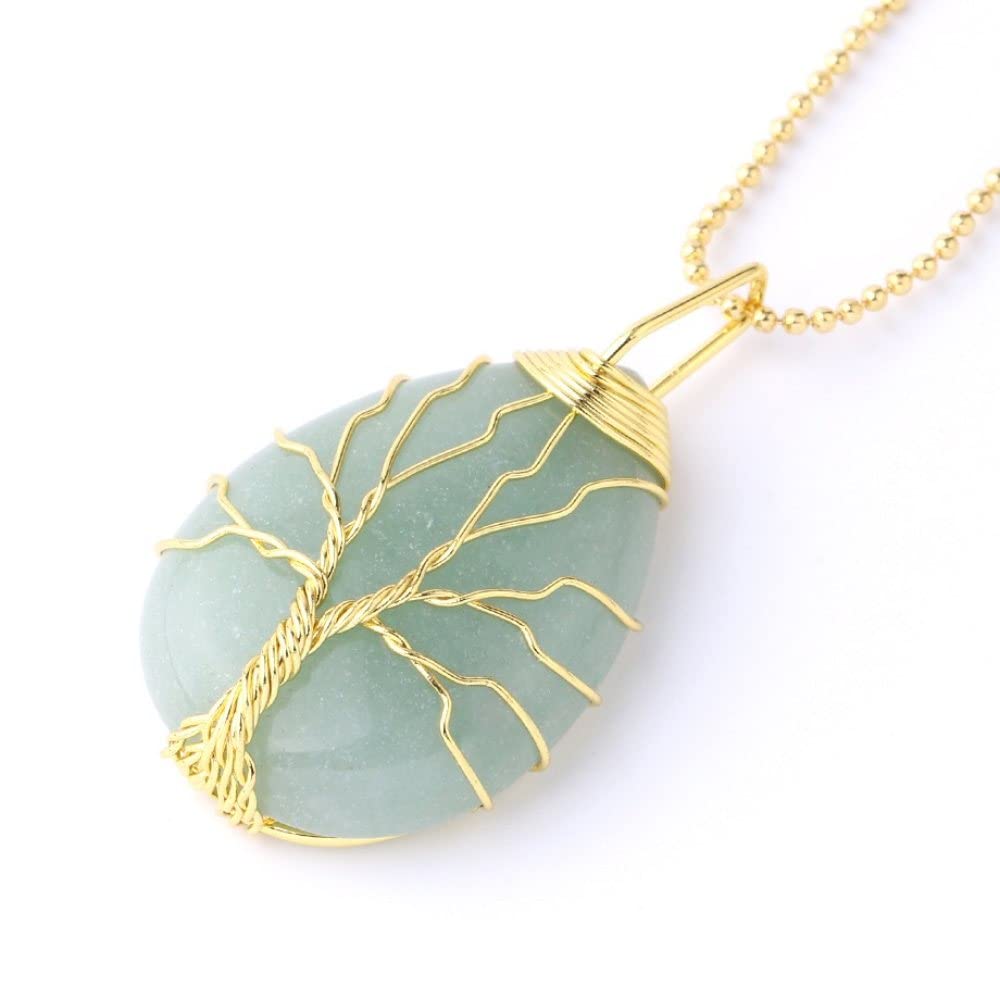 Pendentif Pierre Naturelle Aventurine Verte - Collier Croix Cristal Avec Chaîne Tressée - Cadeau Femme