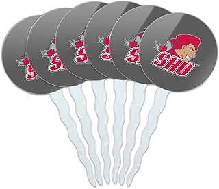 GRAPHICS & MORE Sacred Heart University Secondary Logo Cupcake Picks Toppers Decoration Set of 6