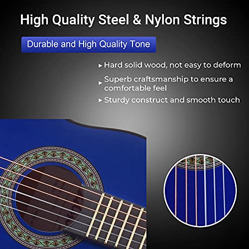 Adm JA101-30-BL Beginner Acoustic Classical Guitar 30 Inch Nylon Strings Wooden Guitar Bundle Kit thumb #4