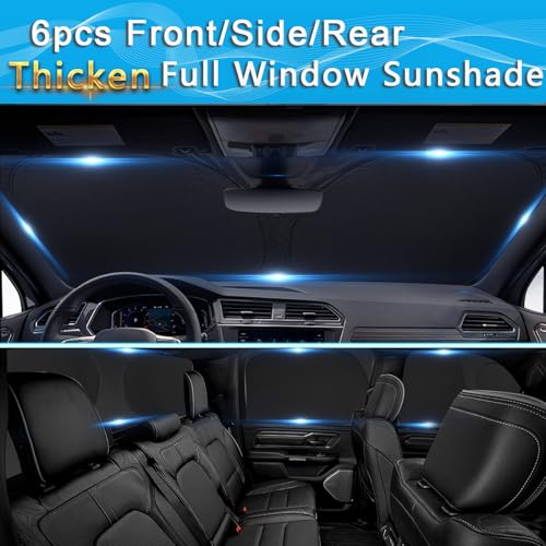 Image of KMF Windshield Sun Shade Replacement for Dodge Ram 1500 Accessories 2019-2024, Side Window Sun Shade Cover Sun Visor Shield Cover,Rear Window Sunshades for Camping /Baby UV Block and Privacy Protect