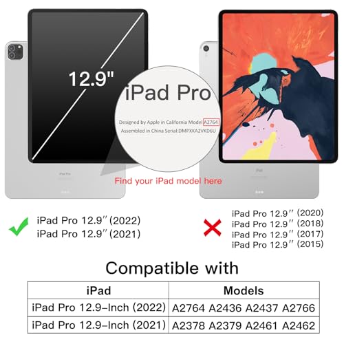 JETech Case for iPad Pro 12.9-Inch 2022/2021 (6th/5th Generation), Soft TPU Transparent Slim Shockproof Tablet Cover - Image 2