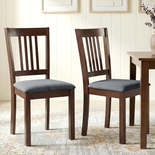 Image of HOMCOM Dining Chairs Set of 2 Upholstered Kitchen Chairs Slat Back Espresso