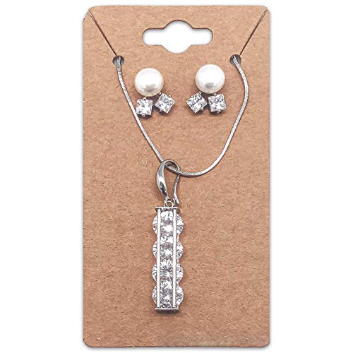 Image of 500-Pack Flat 2x4 Pre-Punched Hanging Jewelry Earrings & Necklace Display Cards (Brown Kraft Paper)