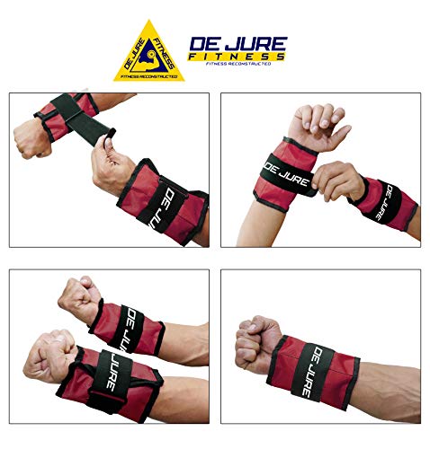 Image of De Jure Fitness Adjustable Ankle & Wrist Weights Pair (1KG x 2) for Men & Women | Strength Training, Walking, Running, Workout, Yoga | Comfortable, Durable | Red- 2KG