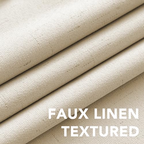 Image of H.VERSAILTEX Linen Blackout Curtains Durable Thick Textured Linen Look 100% Blackout Patio Door Curtain Anti Rust Grommet Extra Wide Sliding Door Curtain Panel, Bleached Sand, W100 x L84 inch