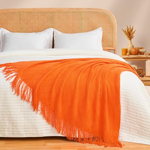 inhand Fall Throw Blanket Burnt Orange Halloween Decor for Couch, Soft Living Room Home Decor Knitted Blanket, Outdoor Lightweight Autumn Blanket, Farmhouse Warm Fall Decoration Indoor, 50"x60" - Image 6