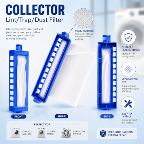 Image of SANAVYA Washer Lint Filter Compatible for Whirlpool E-50 Semi Automatic Washing Machine - Dust Collector Net Bag 12.2 cm x 3 cm Blue Colour Pack of 2