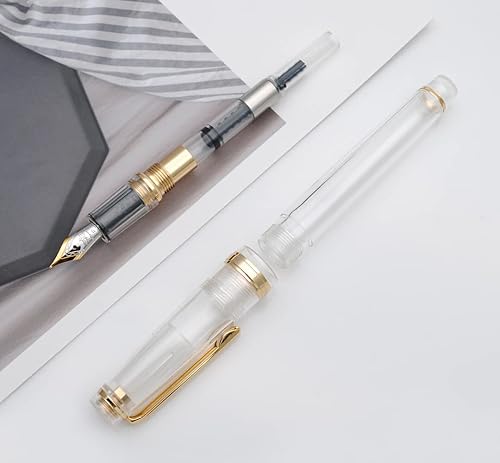 Miniatura 3 de JINHAO 82 Pluma estilográfica con clip dorado (punta F 0.5mm, transparente)