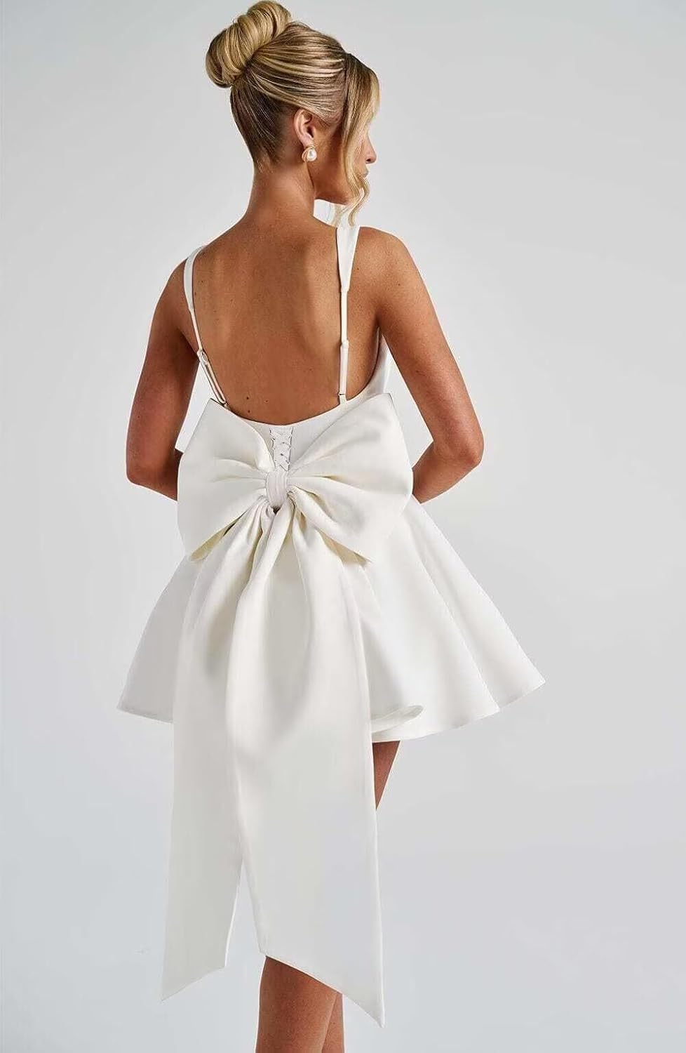 Satin Homecoming Dresses with Bow 2026 Short Corset A Line Square Neck Cocktail Party Dress for Teens