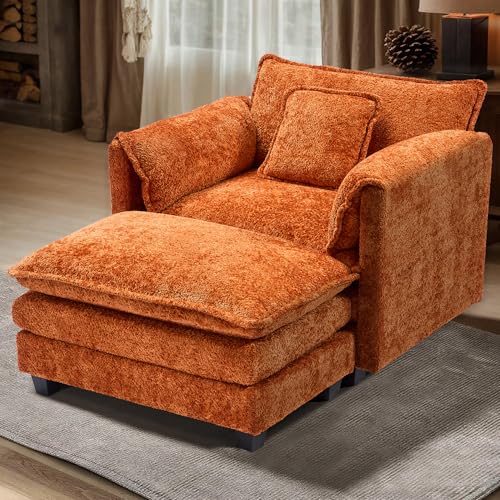 SweetGO corporation 42" Plush Single Sofa Accent Chair with Ottoman