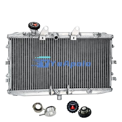 YoApoio Aluminum Motorcycle Radiator with Cover Grill Guard for 2004-2017 2005 Triumph Rocket 3 III 2300 2294CC, Full Performance Aluminium Radiators, Automotive Replacement Radiator