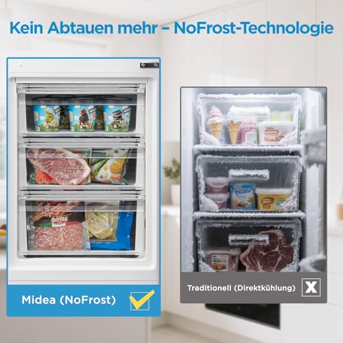 Midea-MERB276FGE02A-Kuhl-Gefrierkombination180-cm-HoheNoFrostDoppelte-SteuerungSuper-Kuhlfunktion219-kWhJahr199L-Kuhlteil71L-Gefrierteil | Dealmeister.io Alt tag für bilder post titel