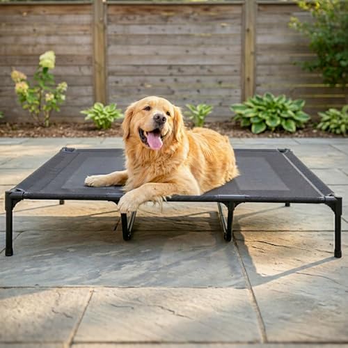 Suddus Elevated Dog Bed for Large Dogs 140lb, Breathable Cooling Raised Dog Cot with Dual Support...