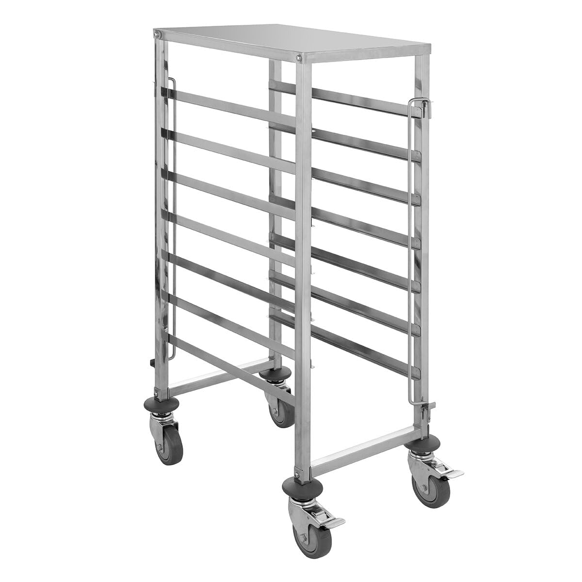 GastroHero Regalwagen ECO 7 GN 1/1 Edelstahl Tablettwagen Transportwagen 300 kg Rollen Catering Großküche Mensa