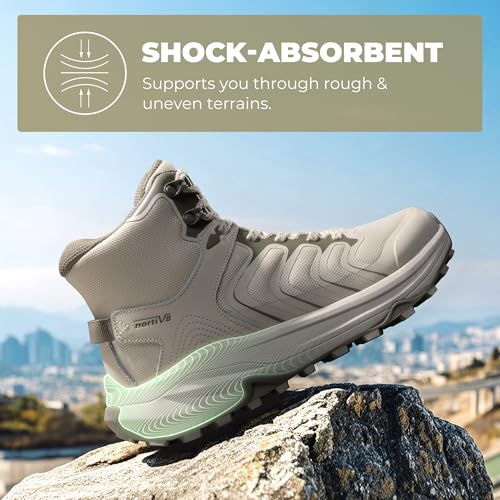 NORTIV 8 Women's Hiking Boots Waterproof with Arch Support Sneakers Walking Outdoor Comfortable Lightweight Boot Echo Mid3