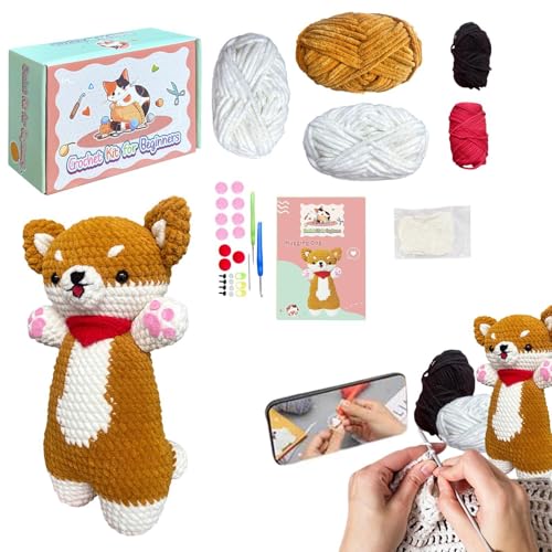 Kit de crochet para perros para principiantes, Kit de crochet para principiantes,Kit completo de ganchillo para animales - Kit de crochet de animales para principiantes para niños adultos, amantes de