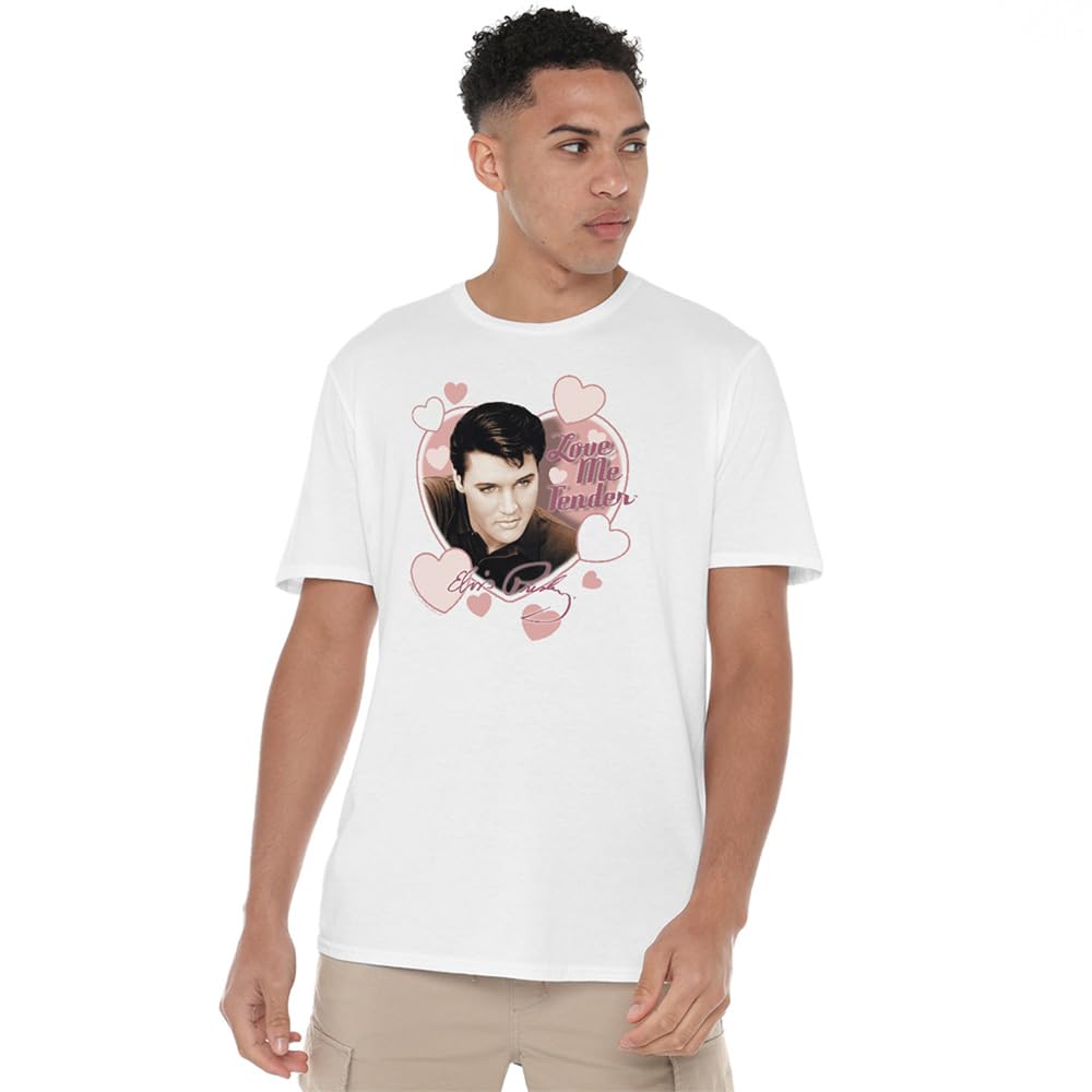 Elvis Presley Men's White Elvis Presleylove Me Tender T-Shirt in Size 2XL, Sports Direct