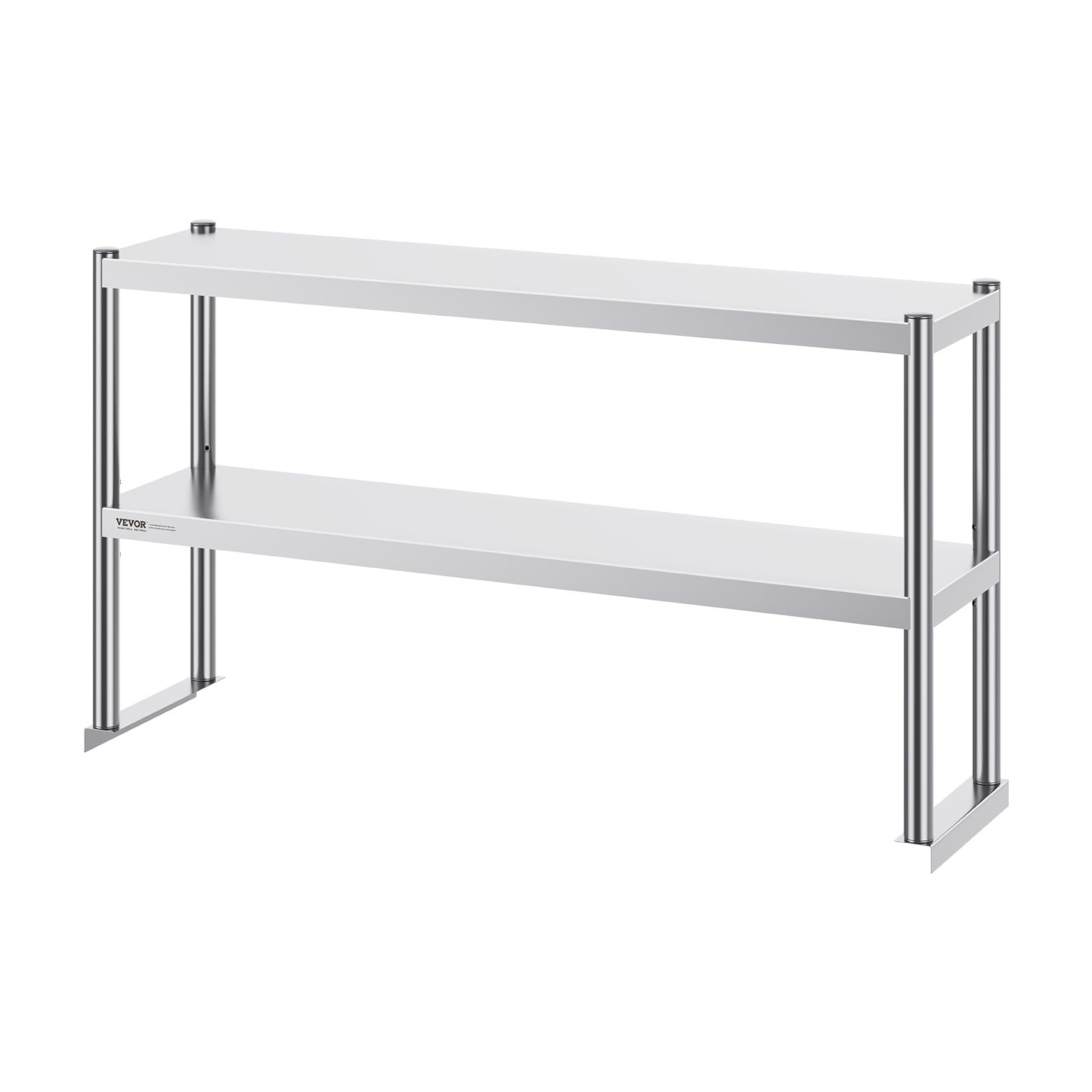 VEVOR Estante Superior de Doble Nivel de Acero Inoxidable 305x1219x600 mm Mesa de Preparación de Estante Ajustable en Altura para Cocina, Restaurante, Taller