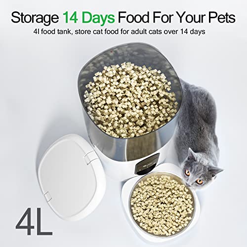Prupet Wifi Automatic Cat Feeders, 4L Timed Cat Feeder, Cat Food Dispenser With Stainless Steel Bowl, App Control Pet Feeder, Programmable Portion Control Meals, Granary For Small/Medium Pets #TOP2