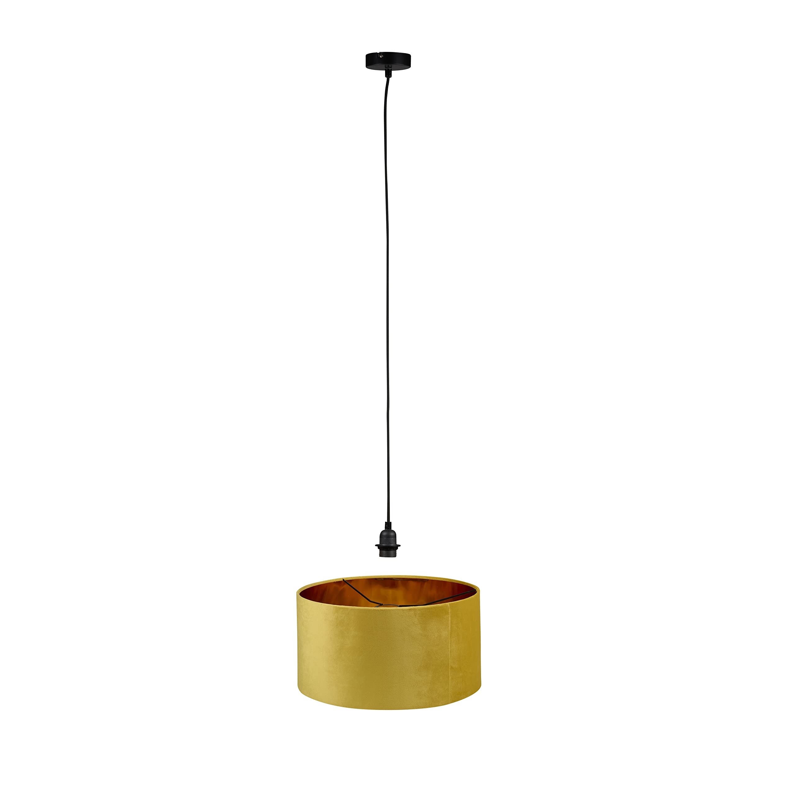 Suspension Smartwares Velvet IDE-60057 - Velours jaune moutarde - Diamètre 40 cm - Pour ampoules E27 jusqu'à 60 W (non incluse)