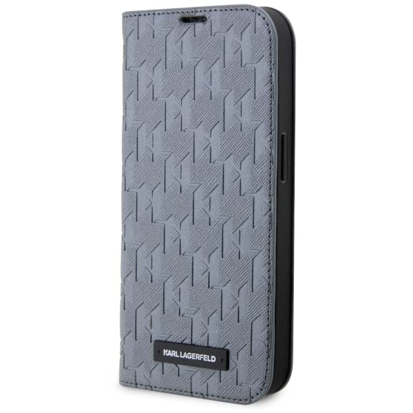 Karl Lagerfeld KLBKP14SSAKLHPG Étui de protection pour iPhone 14 6,1" avec monogramme Saffiano Argent