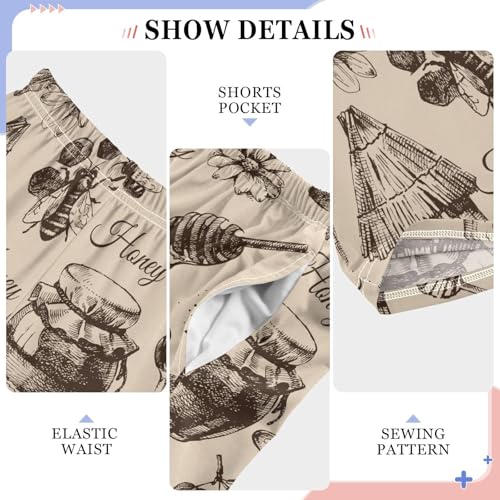 ZZXXB Retro Bee Honey Boys Long Pants Soft Trousers Elastic Waist Kids Lounge Bottoms with Pockets S-XL4