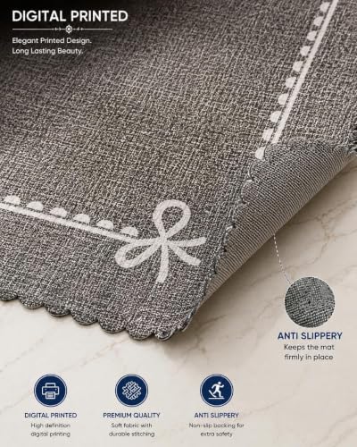 Image of RD TREND Carpet for Hall Digital Printed Carpet for Living Room 52x84 inch | Anti Slip Backing Rug for Bedroom Floor & Home Decor | Dark Grey Bow