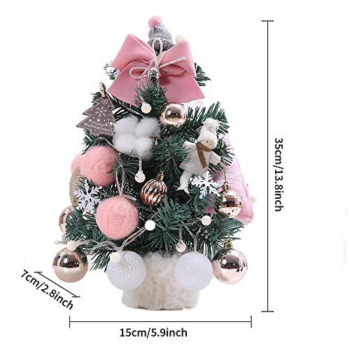 amuzer Mini árvore de Natal de mesa, árvore de Natal pequena artificial de 35 cm com 20 bolas de luz