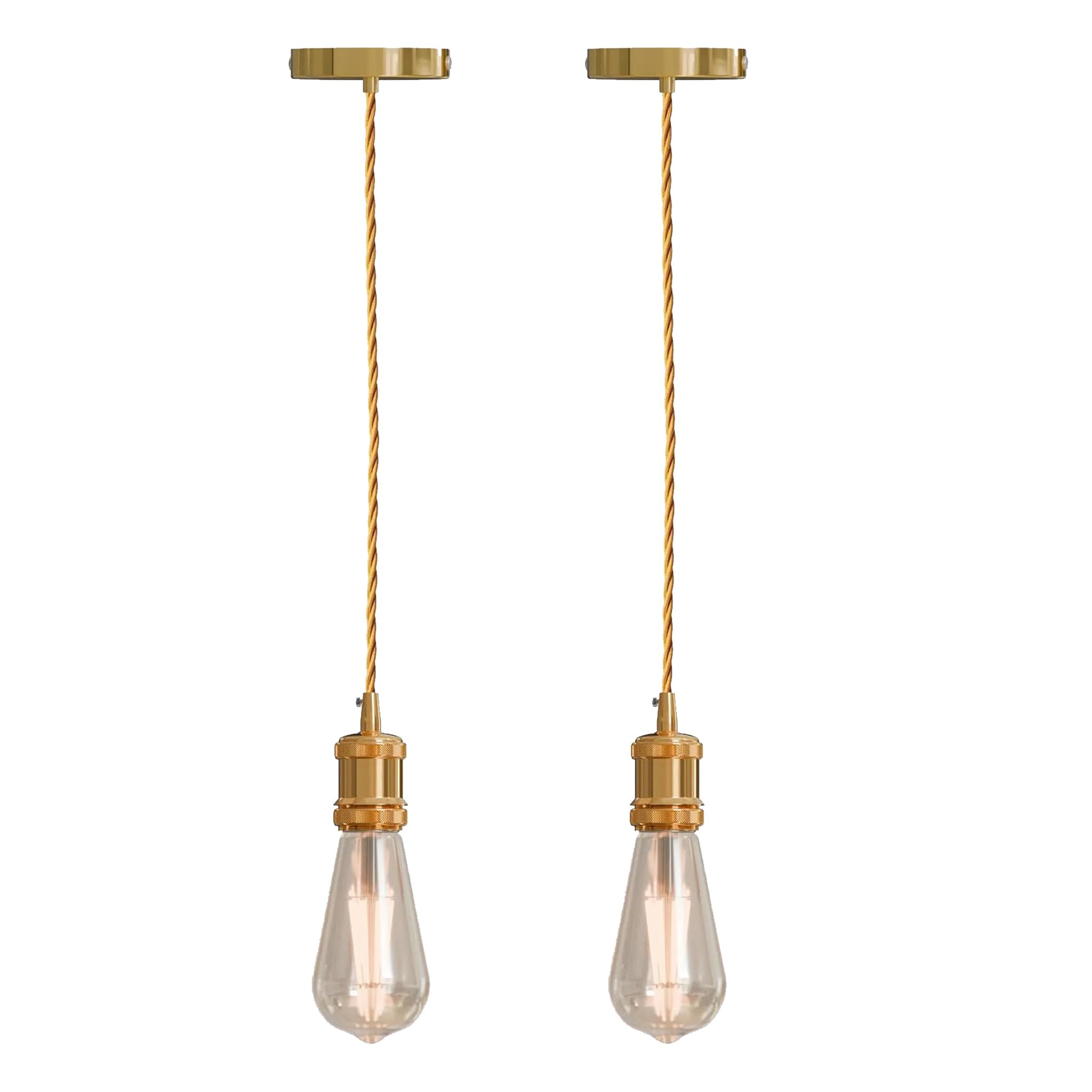LEDSone 2 Pack of Twisted Pendant Lighting Industrial Metal E27 Base 95cm Height Adjustable Hanging Pendant Light Fixture for Living Room Bedroom Café