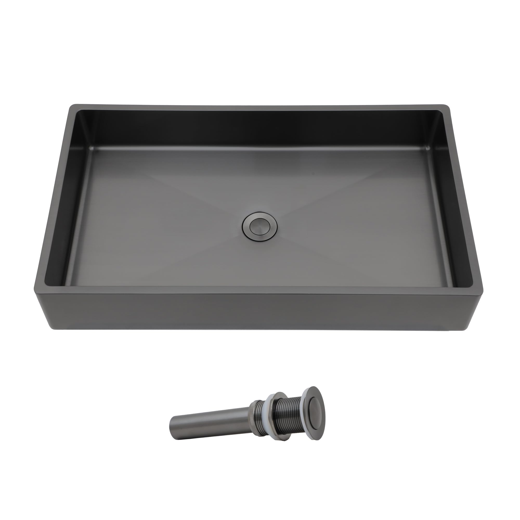 Fulorni 24x14 gunmetal black rectangular bathroom vessel sink