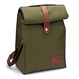 Insulated Lunch Bag by KRYO - Small reusable cooler bags - A travel lunchbox with shoulder strap for men and women or kids - Portable waterproof lunchboxes for any occasion - (Dark Green)